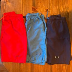 Lands End boys swim trunks set of 3 emroidered initials JHJ size M (10-12
